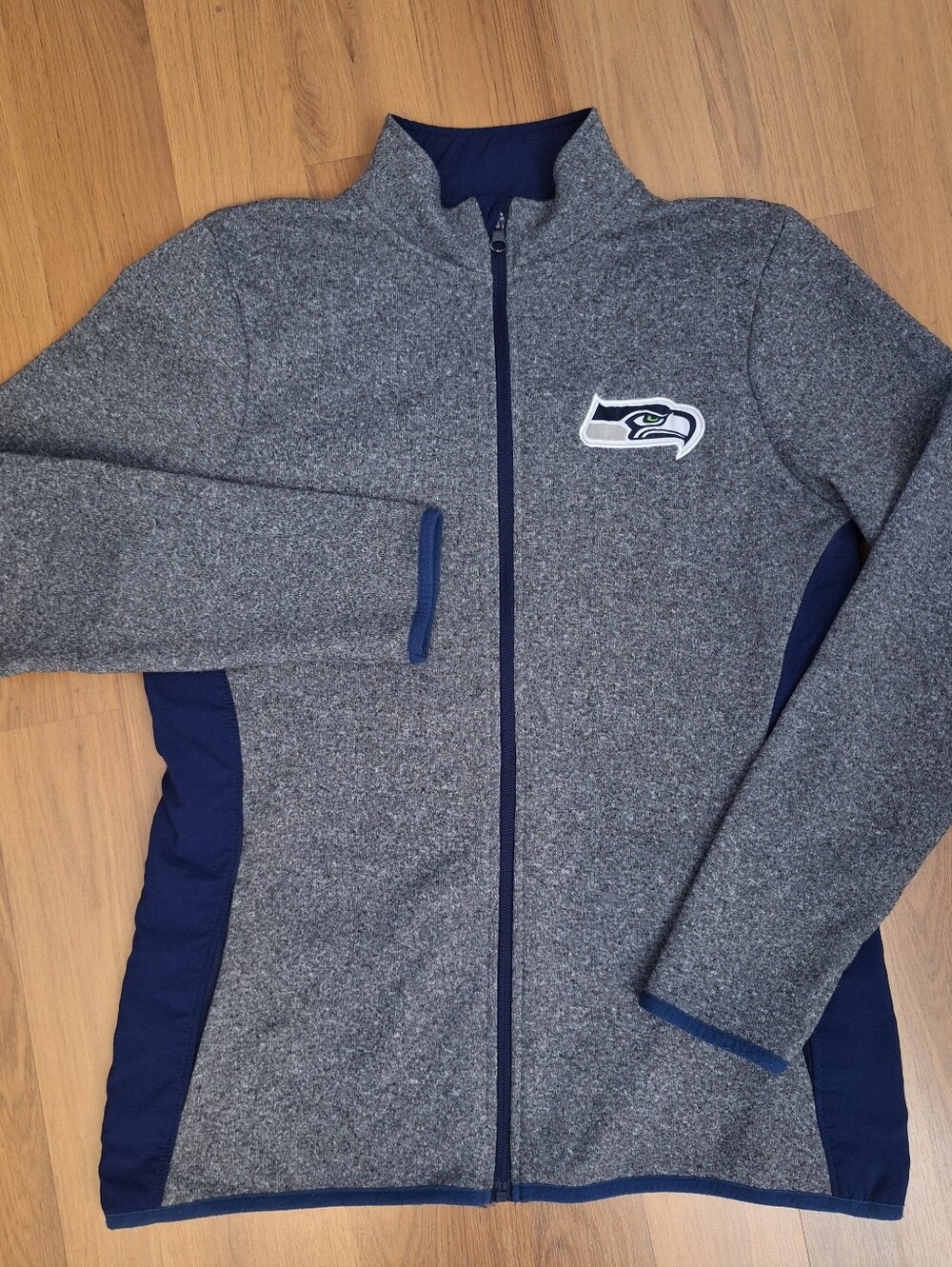 Seattle Seahawks Gray & Navy Zip Front Jacket, Womens, NFL Team Apparel